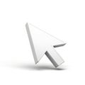 3D Rendered White Computer Mouse Cursor Arrow on a White Background pointer Royalty Free Stock Photo