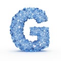 3D rendered letter G made of shimmering blue ice crystals alphabet Royalty Free Stock Photo