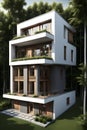 Three dimensional render of a modern ecological residential house Royalty Free Stock Photo