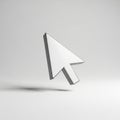 3D Rendered White Computer Mouse Cursor Arrow Icon On White Background pointer Royalty Free Stock Photo