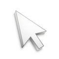 3D Rendered White Computer Mouse Cursor Arrow Icon with Silver Outline on White Background Royalty Free Stock Photo
