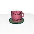 Three dimensional rendering work of a cup and soccer