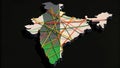 India map network connections transportation logistics and infrastructure concept illustration Royalty Free Stock Photo