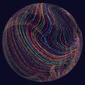 Three-dimensional sphere composed of multicolored curves. Royalty Free Stock Photo