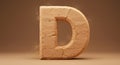 Weathered Stone Letter D on Brown Background Royalty Free Stock Photo