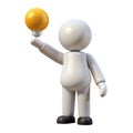 A three-dimensional white character holds up a glowing light bulb, symbolizing a new idea or inspiration Royalty Free Stock Photo