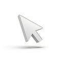 White Computer Mouse Cursor Arrow on White Background with Shadow computer cursor pointer Royalty Free Stock Photo
