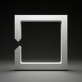 A three-dimensional, white geometric structure resembling an incomplete square or Royalty Free Stock Photo