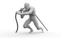 Three dimensional white human pull rope Royalty Free Stock Photo