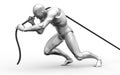 Three dimensional white human pull rope Royalty Free Stock Photo