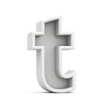 3D white lowercase letter t with rounded edges and depth on a white background lowercase t Royalty Free Stock Photo