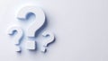 3D White Question Marks on White Background Royalty Free Stock Photo