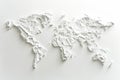 Three-Dimensional White Relief Map of the World Royalty Free Stock Photo