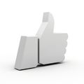 3D White Thumbs Up Icon with a Shadow on a White Background like approval Royalty Free Stock Photo