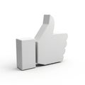 A3D rendered white thumbs up icon casting a subtle shadow on a white background like Royalty Free Stock Photo