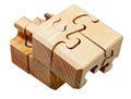 Three dimensional wooden mechanical puzzle
