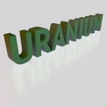 Three-dimensional word `uranium`. Shadow, reflection. 3D Royalty Free Stock Photo