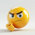 Emoji with angry look and pointing gesture. Royalty Free Stock Photo