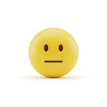 A three dimensional yellow neutral face emoji showing an expressionless emotion Royalty Free Stock Photo