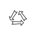 Three direction arrows line icon