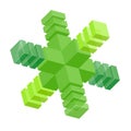 Three directions of measurement axes, assembled into a block puzzle construction. A crystalline hedgehog perfection