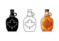 Three distinct illustrations of maple syrup bottles showing different styles isolated on white background Royalty Free Stock Photo