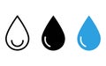 Three distinct water droplet icons representing different styles of liquid representation Royalty Free Stock Photo