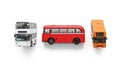 Three distinctive buses in a row Royalty Free Stock Photo