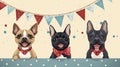 Three dogs dressed up in fancy bow ties Royalty Free Stock Photo