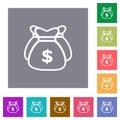 Three Dollar bags outline square flat icons Royalty Free Stock Photo