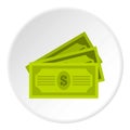 Three dollar bills icon circle