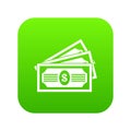 Three dollar bills icon digital green Royalty Free Stock Photo