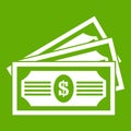 Three dollar bills icon green Royalty Free Stock Photo