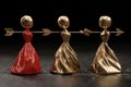 Three Dolls and Golden Arrows Royalty Free Stock Photo