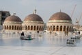 Three domes on the roof top of the Grand Mosque of Mecca. Masjid Al Haram. where Holy Kaaba is located. Royalty Free Stock Photo