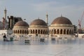 Three domes on the roof top of the Grand Mosque of Mecca. Masjid Al Haram. where Holy Kaaba is located. Royalty Free Stock Photo