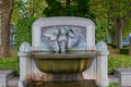 Three Donkeys Fountain lake Geneva Switzerland