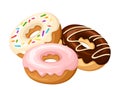 Three donuts. Vector illustration. Royalty Free Stock Photo
