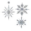 Three doodle christmas new year snowflakes toys Royalty Free Stock Photo