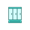 Three-door Fridge icon. Household equipment vector illustration.
