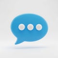 Three dots inside a blue speech bubble isolated on white background Royalty Free Stock Photo