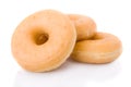 Three doughnuts or donuts isolated Royalty Free Stock Photo