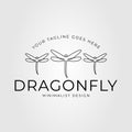 Three dragonfly or damselfly minimalist logo vector illustration design. flying insect icon