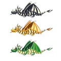 Three dragons on isolated white background vector illustration