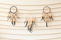 Three dreamcatchers hanging on rope Royalty Free Stock Photo