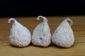 Three dried figs close-up Royalty Free Stock Photo