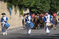 Three drummer soldiers leading the heritage day parade ,Perne les Fontain,France