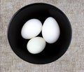 Three duck eggs in bowl Royalty Free Stock Photo