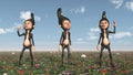 Three dwarfs on a wildflower meadow