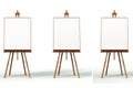Three easels with blank canvas, perfect for artists or art concept Royalty Free Stock Photo